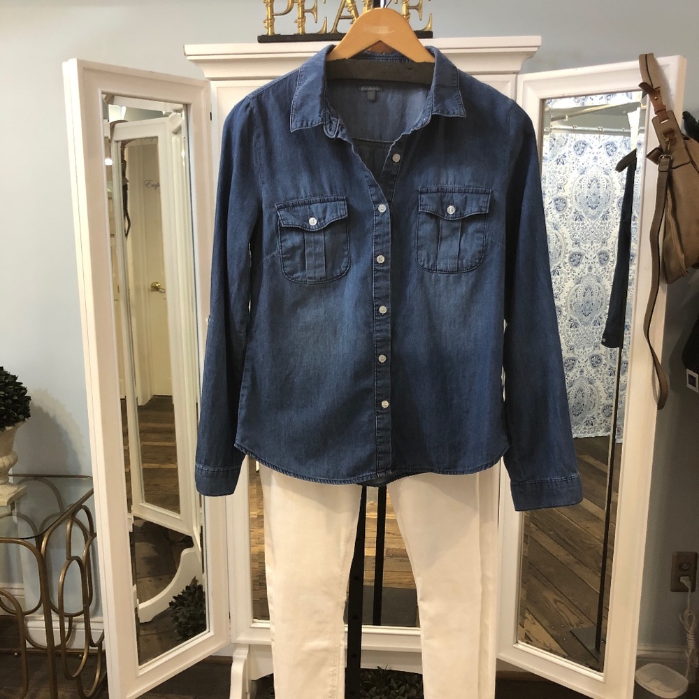 Medium jean shirt with some light fading